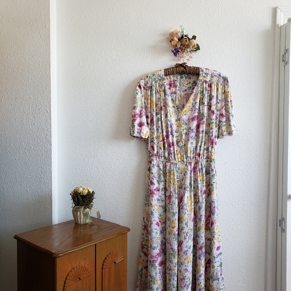 Vintage Women Dress Cottagecore Floral Romantic Rose Garden Maxi Summ… - Picture 11 of 15